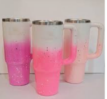 Load image into Gallery viewer, 40 OZ Custom Sublimation and Glitter Tumbler with Handler
